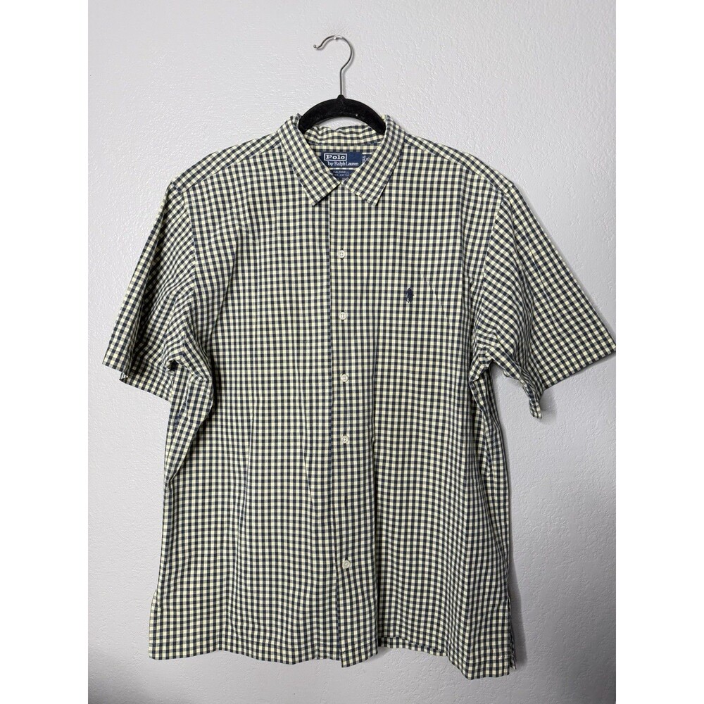 VTG Polo Ralph Lauren Caldwell Camp Collar Loop plaid button up shirt Gingham L